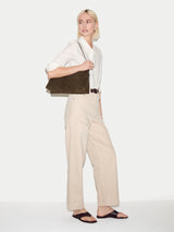 Trafalgar Suede Shoulder Bag | Khaki