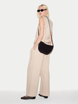 Suede Fold Over Cross Body Bag | Black