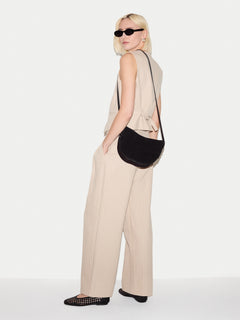 Suede Fold Over Cross Body Bag | Black