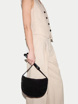Suede Fold Over Cross Body Bag | Black