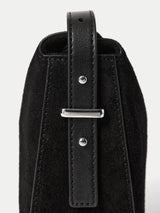 Suede Fold Over Cross Body Bag | Black