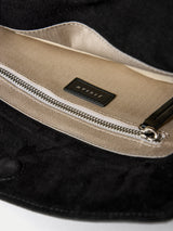 Suede Fold Over Cross Body Bag | Black