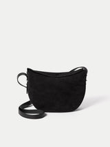 Suede Fold Over Cross Body Bag | Black