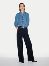 Puff Sleeve Denim Shirt | Mid Blue