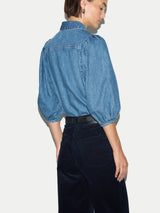 Puff Sleeve Denim Shirt | Mid Blue