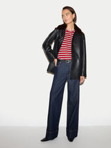 Cotton Slub Stripe Long Sleeve T-shirt | Red