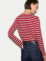 Cotton Slub Stripe Long Sleeve T-shirt | Red