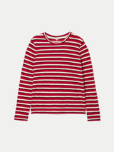 Cotton Slub Stripe Long Sleeve T-shirt | Red