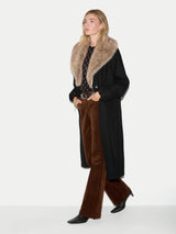 Wool Faux Fur Trim Coat | Black