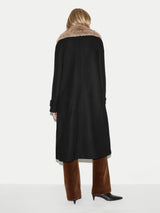 Wool Faux Fur Trim Coat | Black