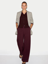 Fine Merino Cardigan Top | Burgundy