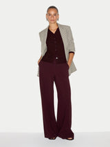 Fine Merino Cardigan Top | Burgundy