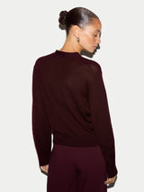 Fine Merino Cardigan Top | Burgundy