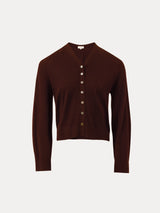 Fine Merino Cardigan Top | Burgundy