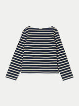Slash Neck Striped Top | Navy