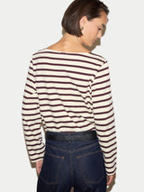 Slash Neck Striped Top | Burgundy