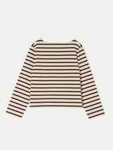 Slash Neck Striped Top | Burgundy