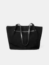 Large Shopper Suede Tote Bag | Black