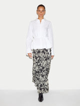 Camellia Floral Midi Skirt | Black