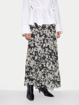 Camellia Floral Midi Skirt | Black