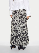 Camellia Floral Midi Skirt | Black