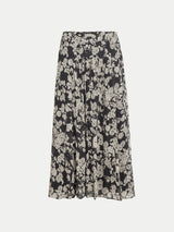 Camellia Floral Midi Skirt | Black