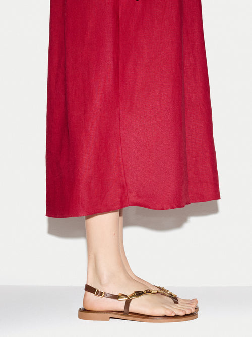 Leather Toe Loop Sandal | Brown
