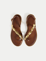Leather Toe Loop Sandal | Brown