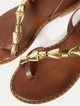 Leather Toe Loop Sandal | Brown