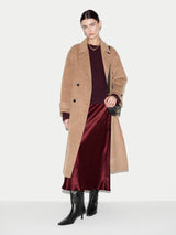 Textured Satin Bias Skirt | Burgundy