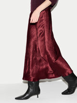 Textured Satin Bias Skirt | Burgundy
