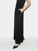 Satin Pleated Trouser | Black