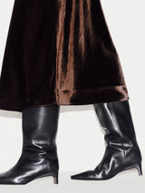 Fluid Velvet Midi Skirt | Brown