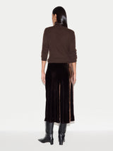 Fluid Velvet Midi Skirt | Brown