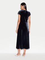 Fluid Velvet Cowl Neck Dress |  Navy