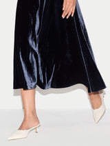 Fluid Velvet Cowl Neck Dress |  Navy