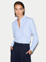 Classic Stripe Cuff Detail Cotton Shirt | Blue