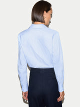 Classic Stripe Cuff Detail Cotton Shirt | Blue