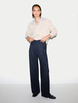 Classic Stripe Cuff Detail Cotton Shirt | Blue