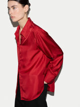 Silk Twill Relaxed Shirt | Red