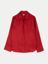 Silk Twill Relaxed Shirt | Red
