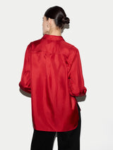 Silk Twill Relaxed Shirt | Red