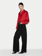 Silk Twill Relaxed Shirt | Red