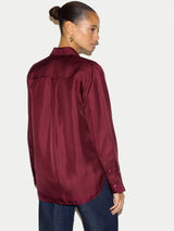 Silk Twill Relaxed Shirt | Burgundy