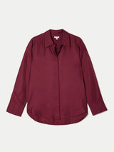 Silk Twill Relaxed Shirt | Burgundy