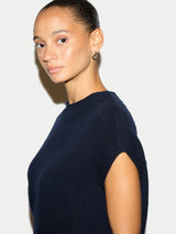 Cloud Cashmere Cap Sleeve Top | Navy
