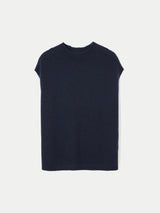 Cloud Cashmere Cap Sleeve Top | Navy