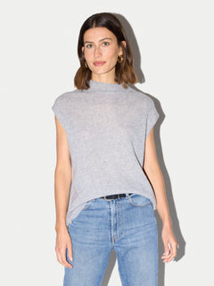 Cloud Cashmere Cap Sleeve Top | Grey Melange