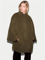 Wool Oversized Cape | Khaki