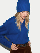 Wool Cashmere Blend Rib Beanie | Blue
